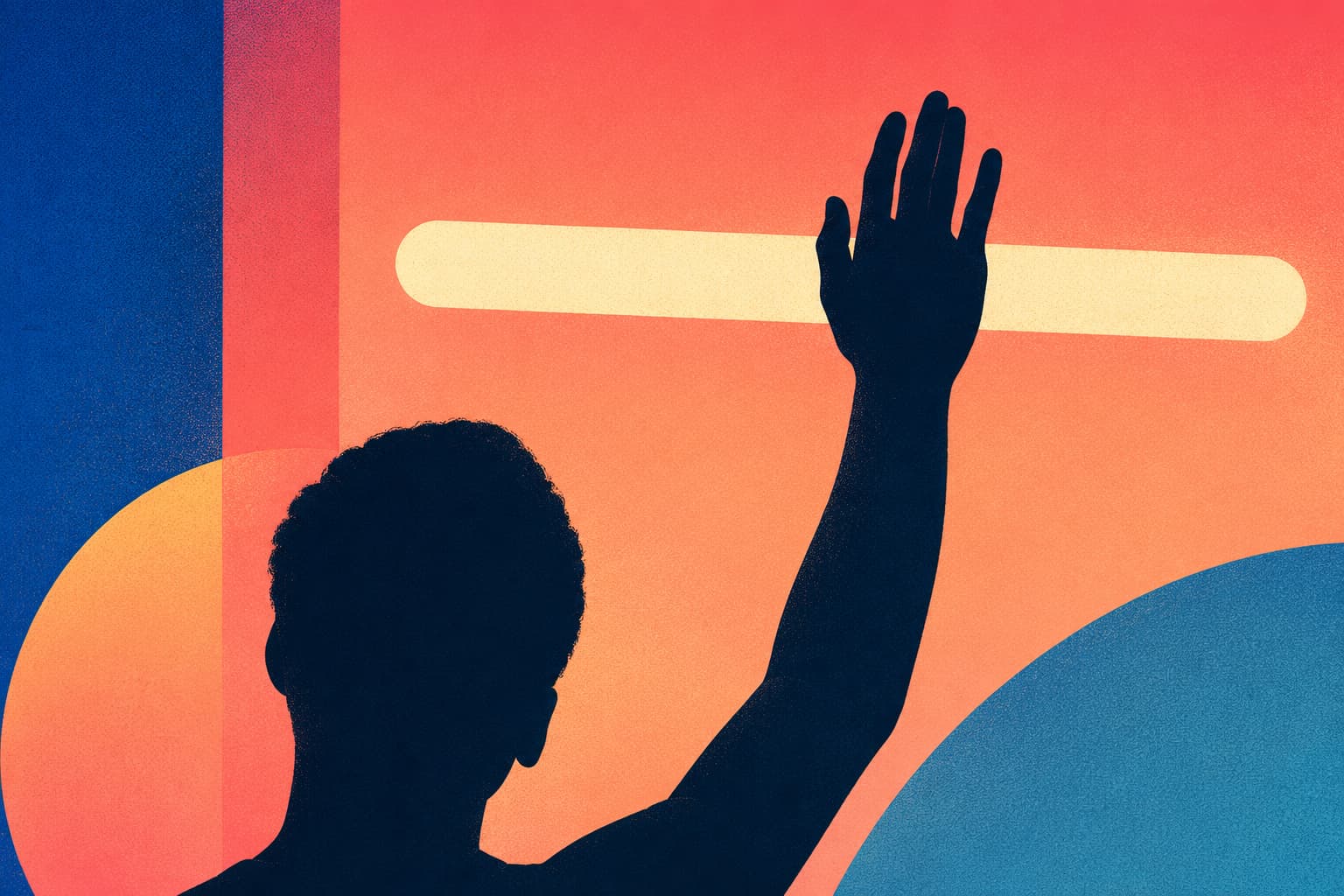 Ilustración de una persona levantando la mano para participar en un procedimiento de contratación pública